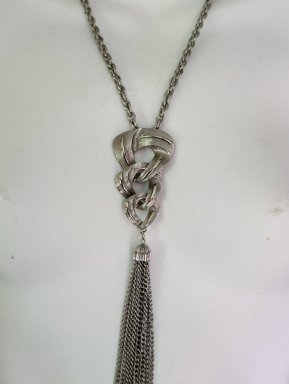 Lisner Silver-Tone Geometric Loop & Tassel Pendant Necklace